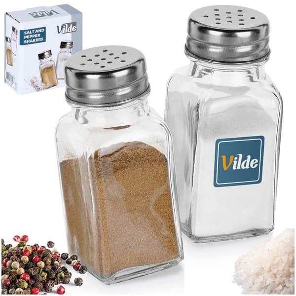 Salt- och pepparkar i glas, kryddkar för kök, 80 ml, 2 bitar