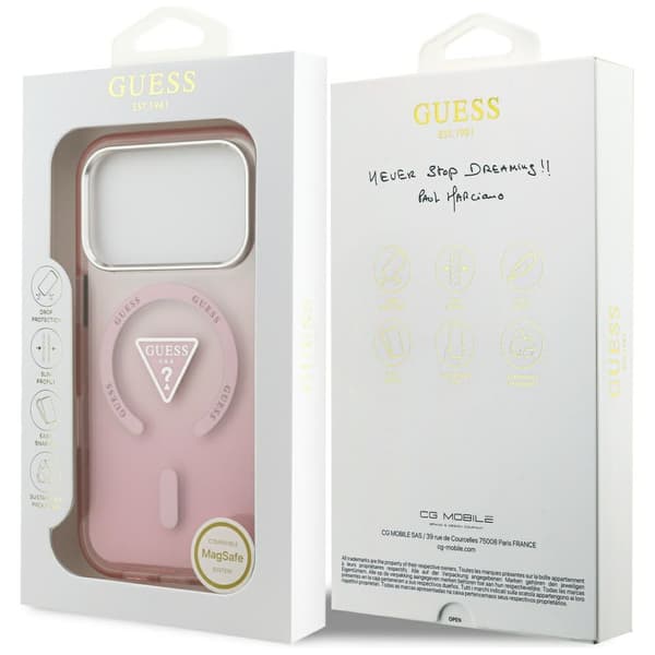 Guess IML Gradient Triangle Logo MagSafe-etui til iPhone 17 Pro i lyserødt