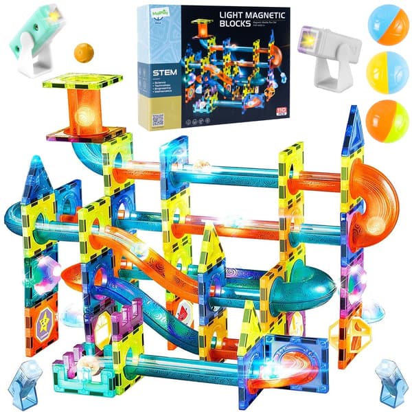 Magnetiska byggklossar 3D glödande bollbana 110 bitar