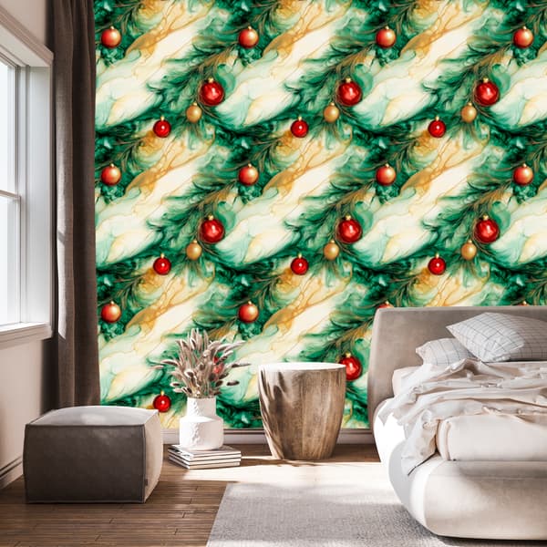 Musteenvihreä, pullonvihreä ja kermanvärinen tapetti 50x1000 cm