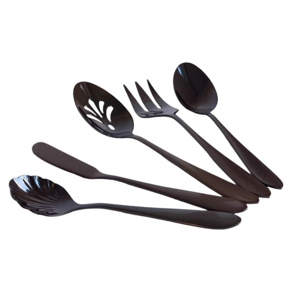 Svart bestickset, elegant porslin