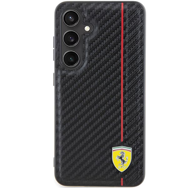 Ferrari Carbon Printed Line cover til Galaxy S24, sort