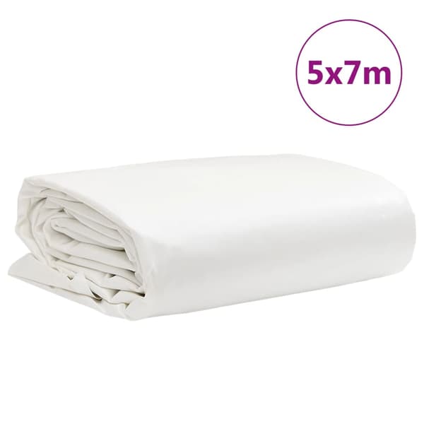 vidaXL Presenning, vit, 5x7 m, 650 g/m²