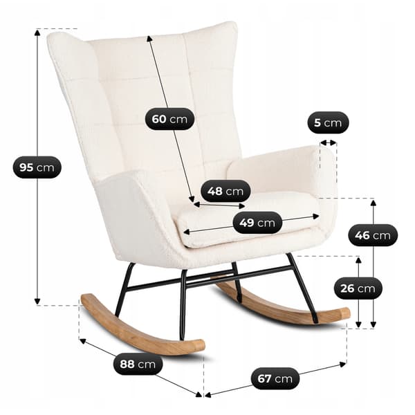 JACKSON Wingback Gyngestol Cremefarvet Bouclé/Moderne Eg