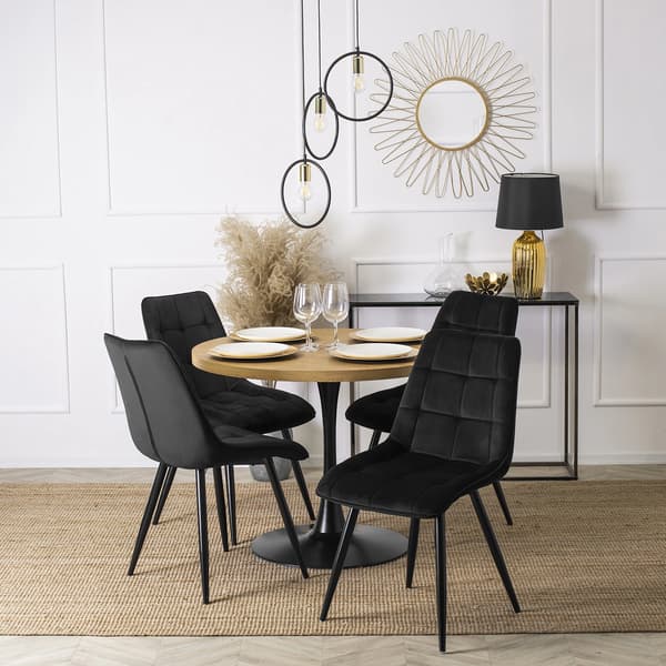 RIO Polstret Spisestol Sort Velour Moderne Loft