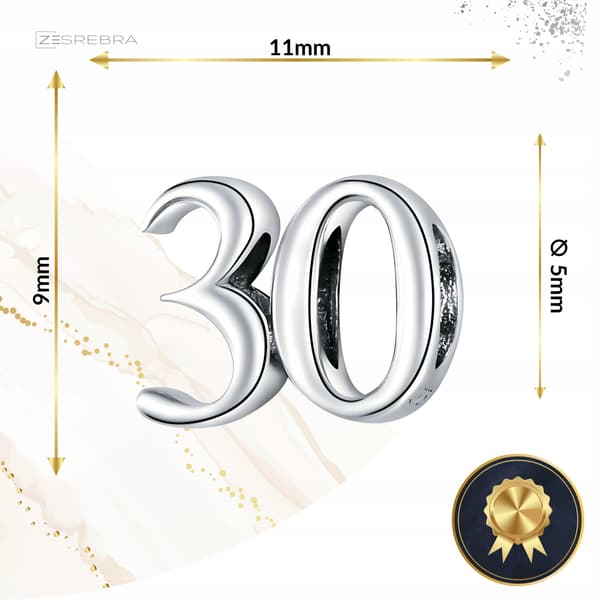 Charms nummer 30 sølv pr 925 perle S925 sølv vedhæng nummer