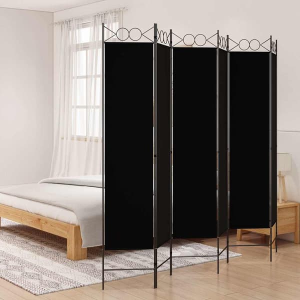 vidaXL 6-panels rumdeler, sort, 240x200 cm, stof