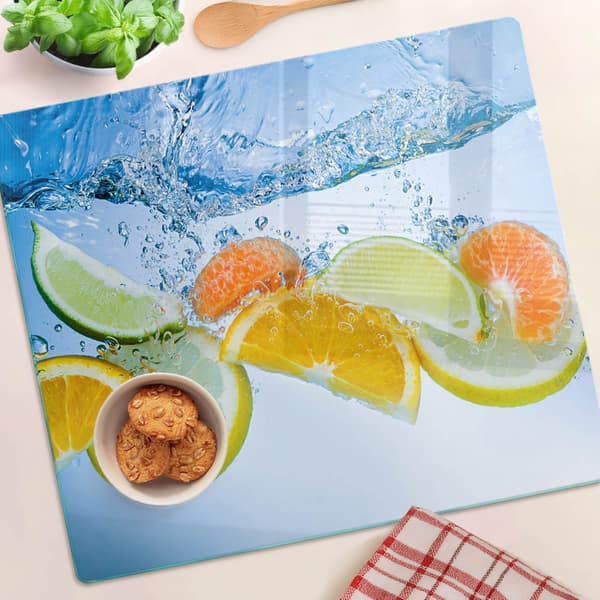 Dekorativ glasplade til servering af snacks med citrusvand 60x52 cm