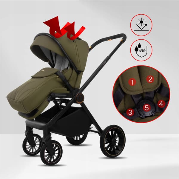 BabyLux CASTOR 2-i-1 klapvogn, gondol, let, foldbart sæt