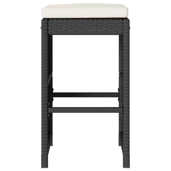 vidaXL havebarstole med hynder, sæt med 2, sort, polyrattan