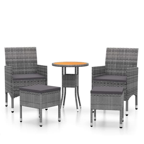 vidaXL 5-delt polyrattan havemøbelsæt, grå