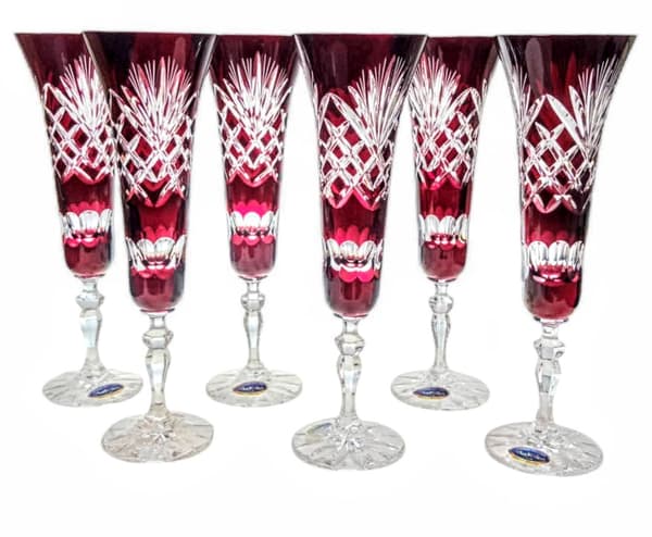 Rubinfärgade kristall champagneglas 170 ml ananas