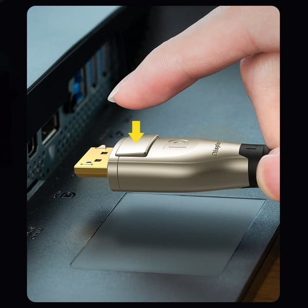 DisplayPort-kabel, holdbar, fleksibel, DP112, DP1.4, 8K, 3m, sort