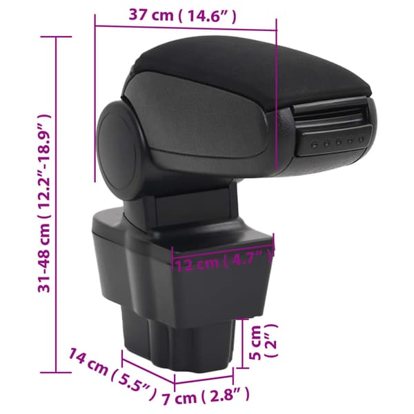 vidaXL bilarmlæn, sort, 12x37x(31-48) cm, ABS