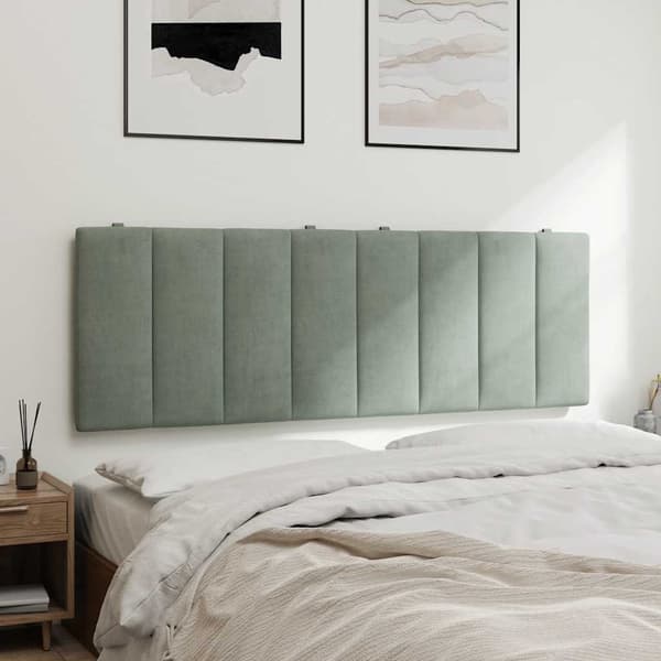 vidaXL Sängynpäädyn tyyny vaaleanharmaa 140 cm sametti