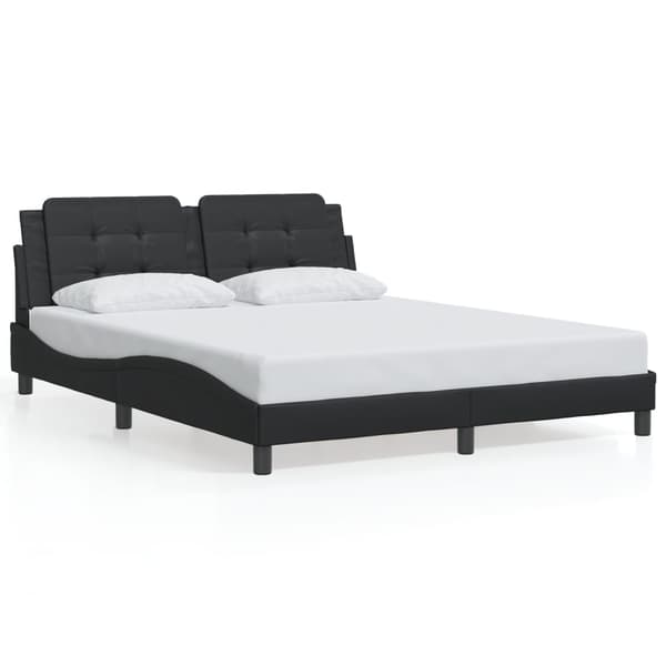 vidaXL sengestel med LED sort 160x200 cm kunstlæder