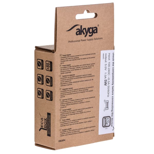 Akyga AK-CH-03BK 240V 1A Universal USB-oplader til telefoner