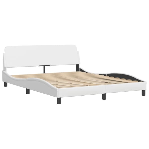 vidaXL Sängram med LED vit 160x200 cm konstläder