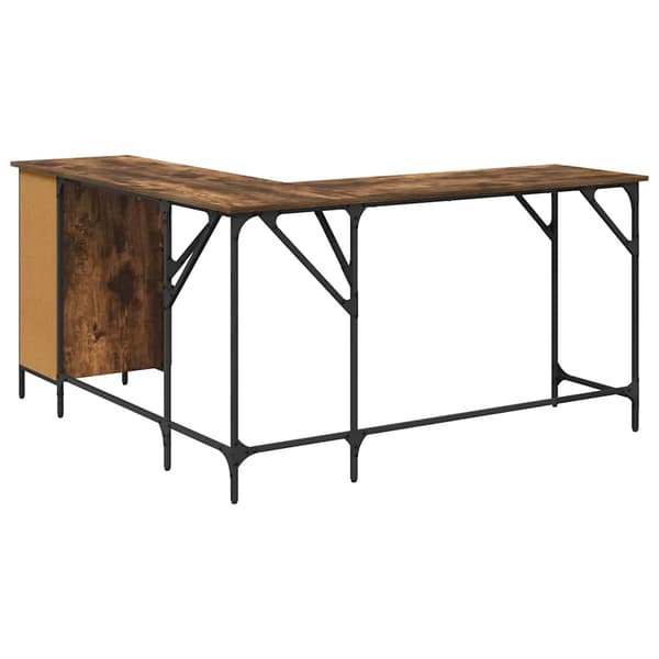 vidaXL skrivebord, røget eg, 141x141x75 cm, træbaseret materiale
