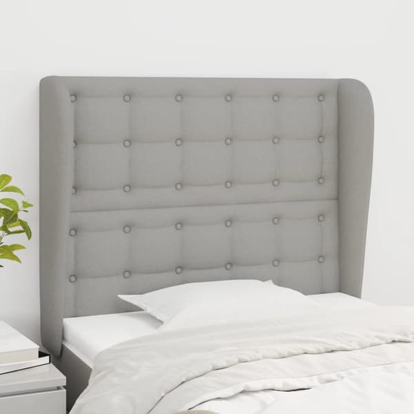 vidaXL Vingad nackstöd ljusgrå 103x23x118/128 cm tyg