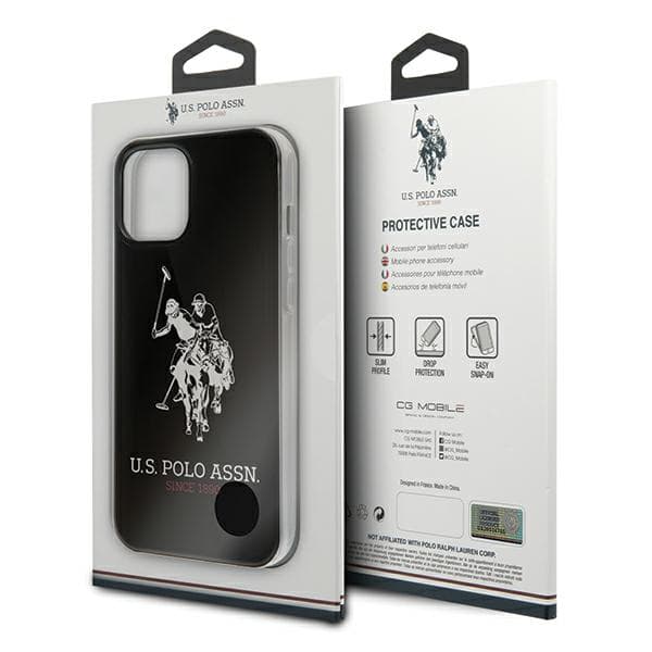US Polo Skinnende Stort Logo Etui til iPhone 12 Pro Max, Sort