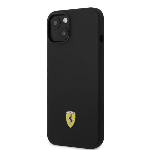 Ferrari Silikone Metal Logo Magsafe-etui til iPhone 14 Plus, Sort