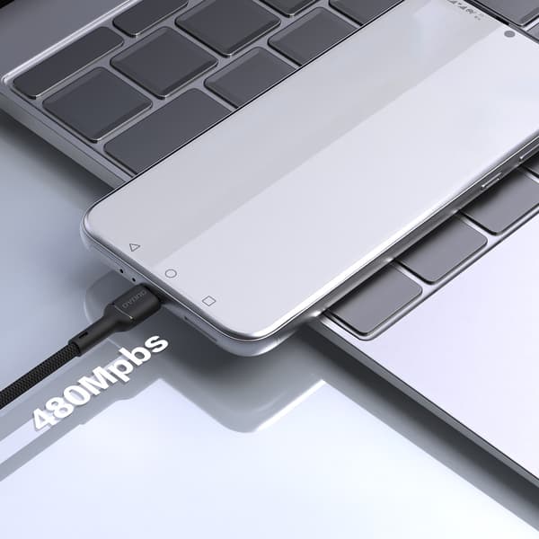 USB-A - USB-C 5A 1m kabel - svart