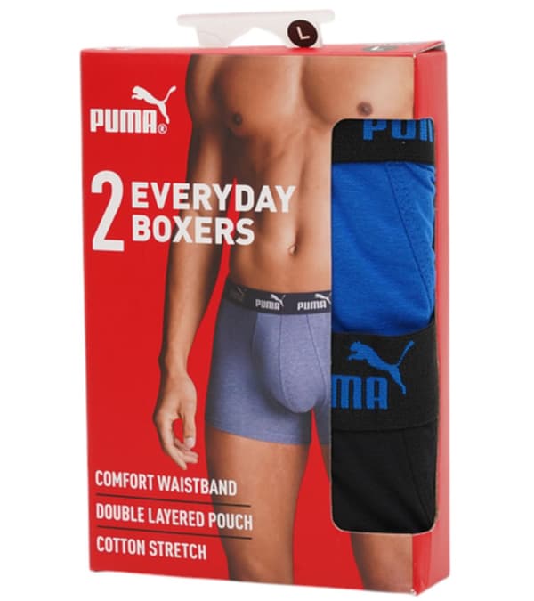Puma Elements Basic Boxer - Miesten alushousut, 2 kpl, musta/sininen [701232894 007] rL