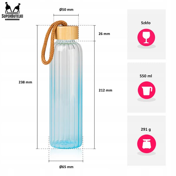 550 ml rillet glasvandflaske (blå)