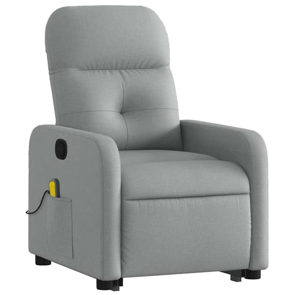 vidaXL Lyftbar massagefåtölj ljusgrå tyg