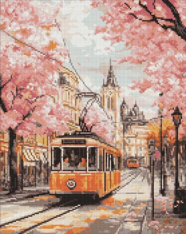Diamantmosaik - Lyserød rute 40x50cm