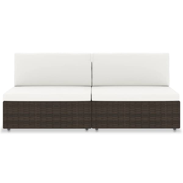 vidaXL 2-personers modulær sofa, PE-rattan, brun