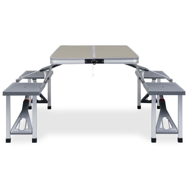 vidaXL foldbart campingbord med 4 sæder, stål, aluminium