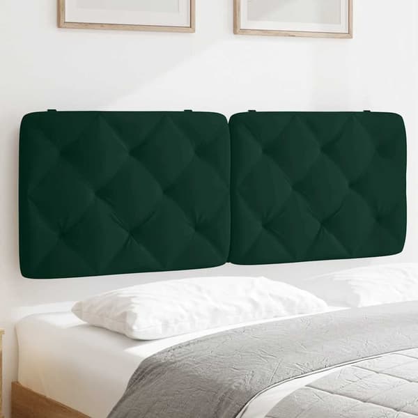vidaXL Sängynpäädyn tyyny, tummanvihreä, 120 cm, sametti