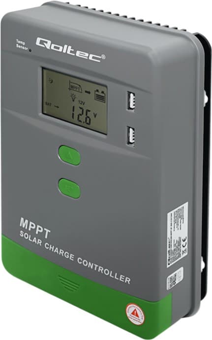 Qoltec MPPT solcelleladeregulator med temperatursensor 10 A 12/24 V