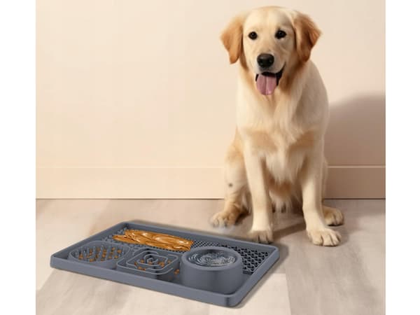 Stor silikonemåtte til langsom spisetid til hunde og katte 30x20