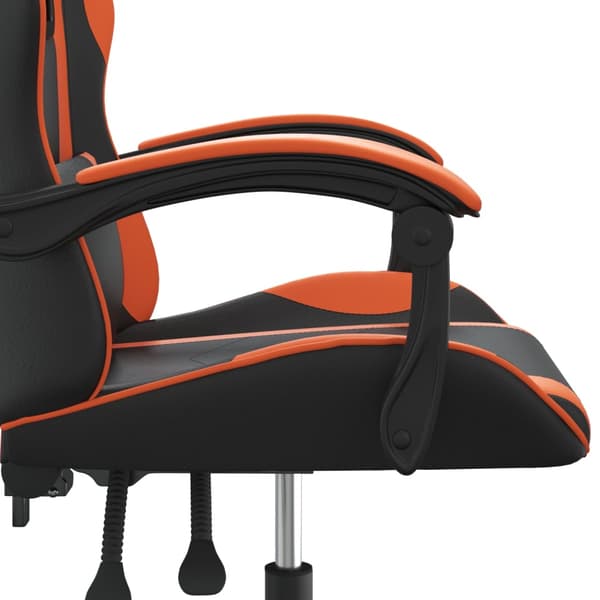 vidaXL drejelig gamingstol, sort og orange, kunstlæder