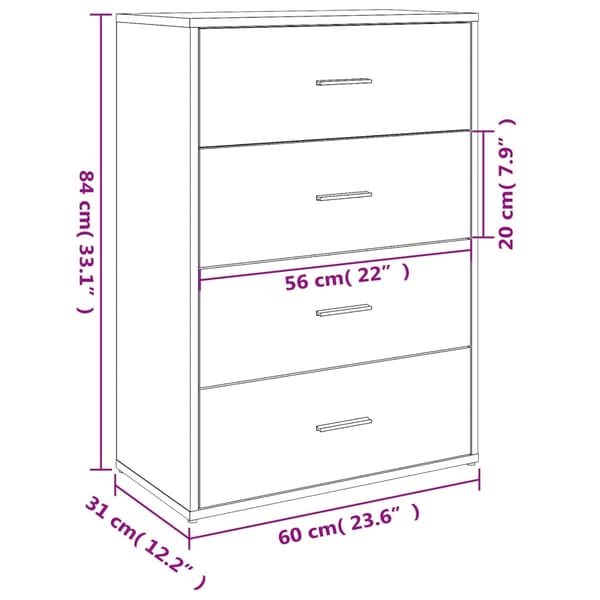 vidaXL kommode, røget eg, 60x31x84 cm, træbaseret materiale