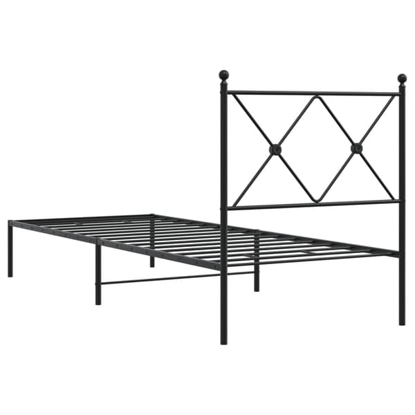 vidaXL metalsengestel med hovedgærde sort 80x200 cm