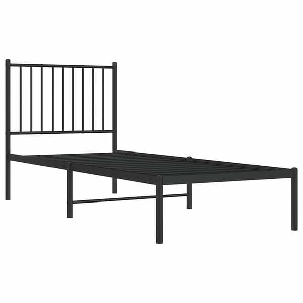 vidaXL metalsengestel med hovedgærde sort 75x190 cm