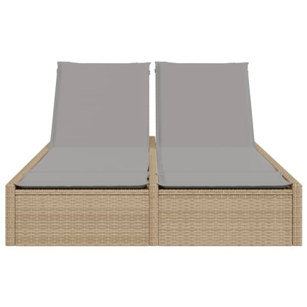 vidaXL Dubbel dagbädd med kuddar, beige, polyrotting