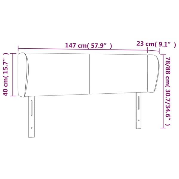 vidaXL Vingad nackstöd mörkgrå 147x23x78/88 cm sammet