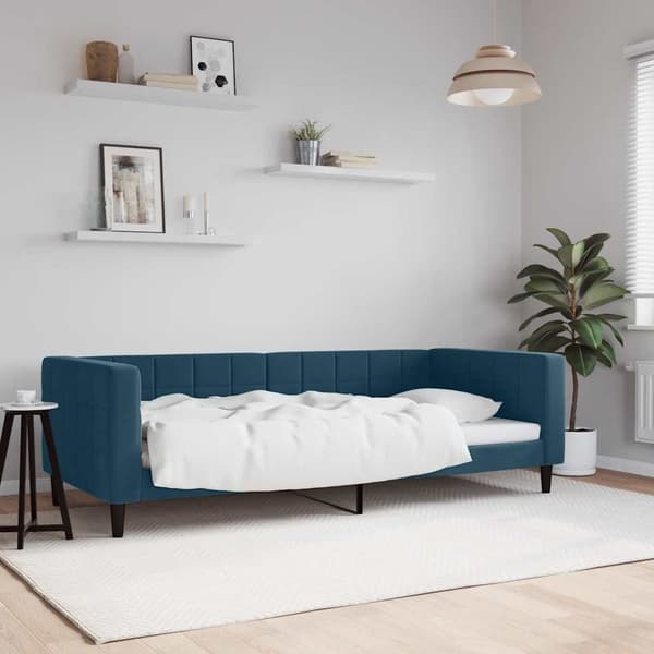 vidaXL Bäddsoffa blå 90x200 cm klädd i sammet
