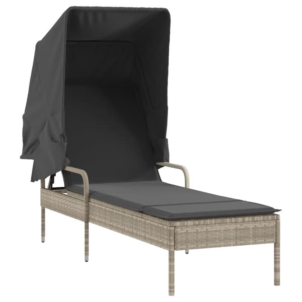 vidaXL dagseng med baldakin, lysegrå, polyrattan