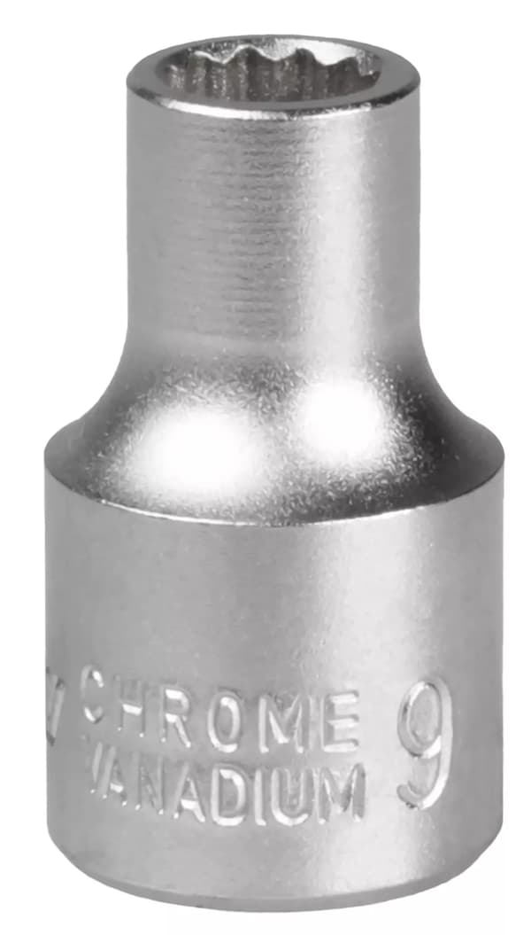 Topnøgle 1/2 tommer 12-punkts 9 mm forkromet stål CRV 1 stk.