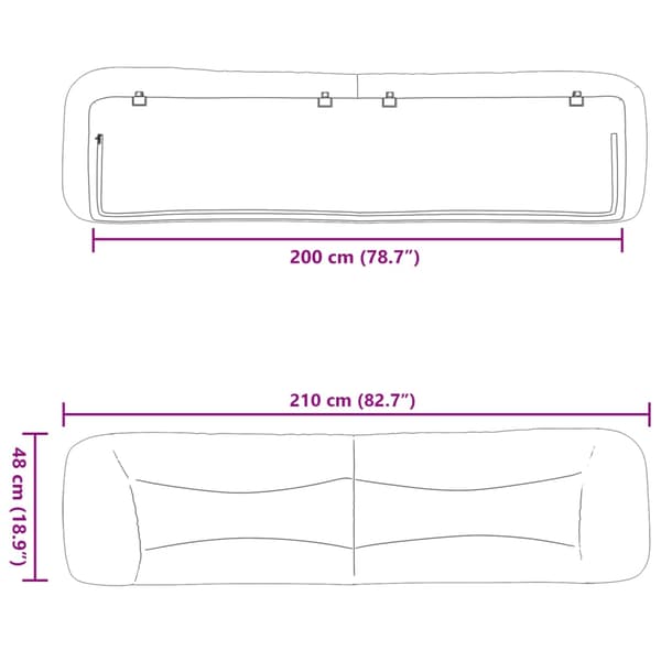 vidaXL hovedgærdehynde, sort, 200 cm, stof