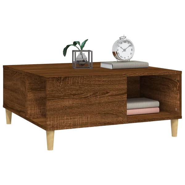 vidaXL sofabord brunt egetræ 80x80x36,5 cm
