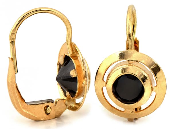 Engelske øreringesæt i 14kt guld med sort onyx, 2,24 g