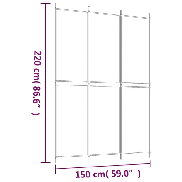 vidaXL 3-panels rumdeler, sort, 150x220 cm, stof