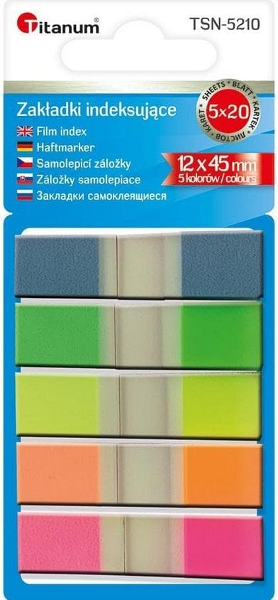 Fluo indexflikar 12x45mm 5x20 ark